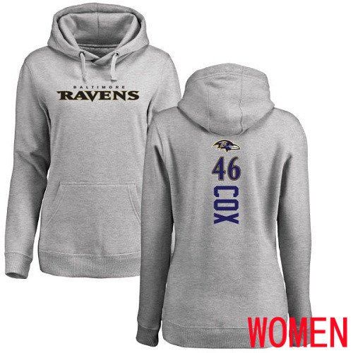 Baltimore Ravens Ash Women Morgan Cox Backer NFL Football #46 Pullover Hoodie Sweatshirt->nfl t-shirts->Sports Accessory